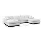 Johanna 127" Linen Textured Fabric Upholstered 3pc. Sectional in White