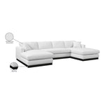 Johanna 127" Linen Textured Fabric Upholstered 3pc. Sectional in White