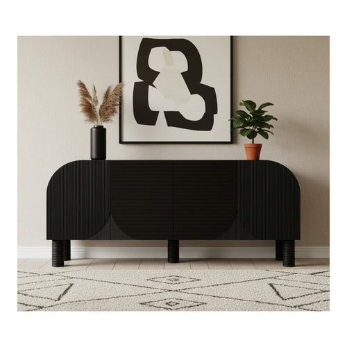 Casablanca Solid Wood And Oak Veneer Sideboard / Buffet in Black