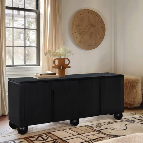Cardiff Laquer And Oak Veneer Sideboard / Buffet (77023-) in Black