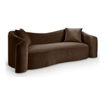 Destin 91" Velvet Upholstered Sofa in Brown