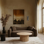 Destin 91" Velvet Upholstered Sofa in Brown