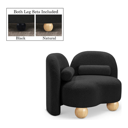 Daphne Boucle Fabric Upholstered Chair in Black