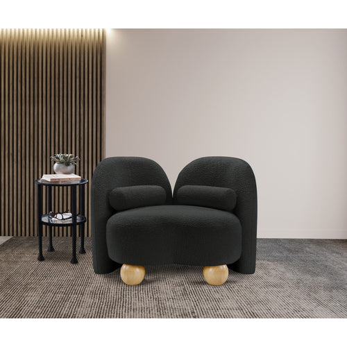 Daphne Boucle Fabric Upholstered Chair in Black