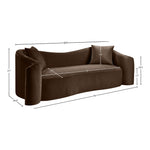 Destin 91" Velvet Upholstered Sofa in Brown