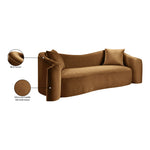 Destin 91" Velvet Upholstered Sofa in Saddle
