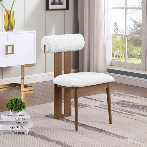 Dario Boucle Fabric Upholstered Dining Chair in Cream