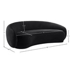 Emery 95" Velvet Upholstered Sofa in Black