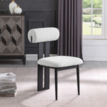Dario Boucle Fabric Upholstered Dining Chair in Cream