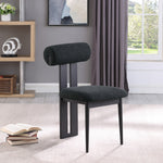 Dario Boucle Fabric Upholstered Dining Chair in Black