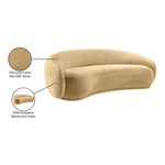 Emery 95" Velvet Upholstered Sofa in Camel
