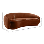 Emery 95" Velvet Upholstered Sofa in Cognac