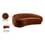 Emery 95" Velvet Upholstered Sofa in Cognac