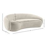 Emery 95" Velvet Upholstered Sofa in Cream