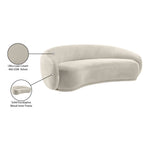 Emery 95" Velvet Upholstered Sofa in Cream