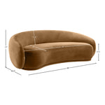 Emery 95" Velvet Upholstered Sofa in Saddle