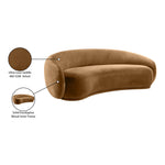 Emery 95" Velvet Upholstered Sofa in Saddle