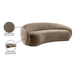 Emery 95" Velvet Upholstered Sofa in Taupe