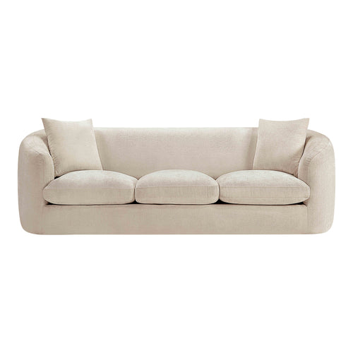 Penelope 92.5" Chenille Fabric Upholstered Sofa in Beige