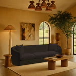 Penelope 92.5" Chenille Fabric Upholstered Sofa in Black