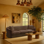 Penelope 92.5" Chenille Fabric Upholstered Sofa in Brown
