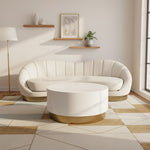 Deco Lacquer Finish Top And Metal Base Coffee Table in White