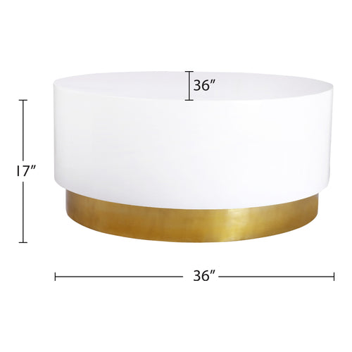 Deco Lacquer Finish Top And Metal Base Coffee Table in White