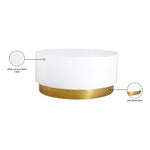 Deco Lacquer Finish Top And Metal Base Coffee Table in White