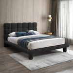 Deco Boucle Fabric Upholstered King Bed (3 Boxes) in Black