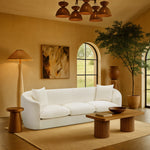 Penelope 92.5" Chenille Fabric Upholstered Sofa in Cream