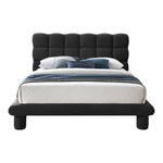 Deco Boucle Fabric Upholstered King Bed (3 Boxes) in Black