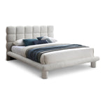 Deco Boucle Fabric Upholstered King Bed (3 Boxes) in Cream