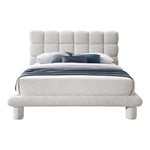 Deco Boucle Fabric Upholstered King Bed (3 Boxes) in Cream