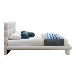 Deco Boucle Fabric Upholstered King Bed (3 Boxes) in Cream