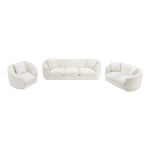 Penelope 92.5" Chenille Fabric Upholstered Sofa in Cream