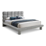 Deco Boucle Fabric Upholstered King Bed (3 Boxes) in Grey