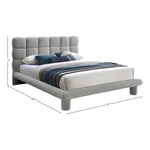 Deco Boucle Fabric Upholstered King Bed (3 Boxes) in Grey
