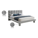 Deco Boucle Fabric Upholstered King Bed (3 Boxes) in Grey
