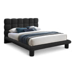 Deco Boucle Fabric Upholstered Queen Bed (3 Boxes) in Black