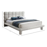 Deco Boucle Fabric Upholstered Queen Bed (3 Boxes) in Cream