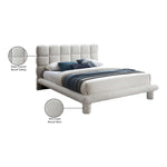 Deco Boucle Fabric Upholstered Queen Bed (3 Boxes) in Cream