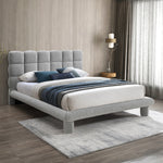 Deco Boucle Fabric Upholstered Queen Bed (3 Boxes) in Grey