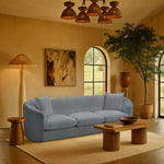 Penelope 92.5" Chenille Fabric Upholstered Sofa in Light Blue