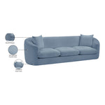 Penelope 92.5" Chenille Fabric Upholstered Sofa in Light Blue