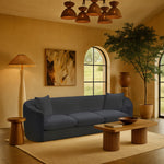 Penelope 92.5" Chenille Fabric Upholstered Sofa in Navy