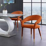Destiny Velvet Upholstered Dining Chair in Cognac