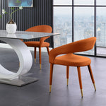 Destiny Velvet Upholstered Dining Chair in Cognac