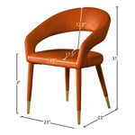 Destiny Velvet Upholstered Dining Chair in Cognac