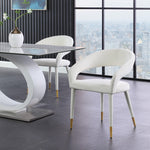 Destiny Velvet Upholstered Dining Chair in Cream