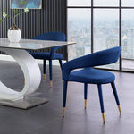 Destiny Velvet Upholstered Dining Chair in Navy
